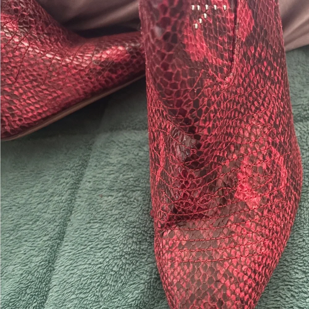 Red Snakeskin Women's Boots - Picture 2 of 3